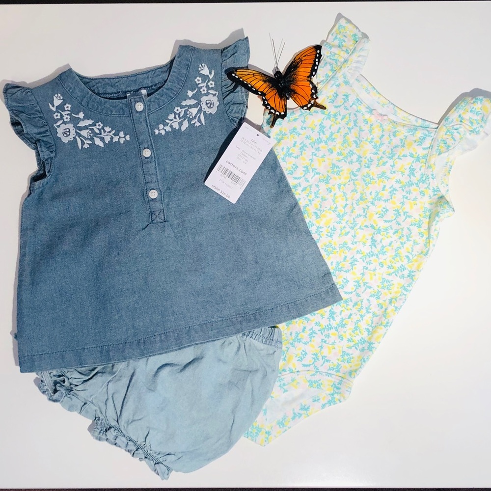 CARTER’S Chambray and Flowers 3 Piece Set